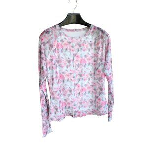 Totatuit Mesh Top Long Sleeve Pink Rose Print Ladies XL w/ Tags 93335